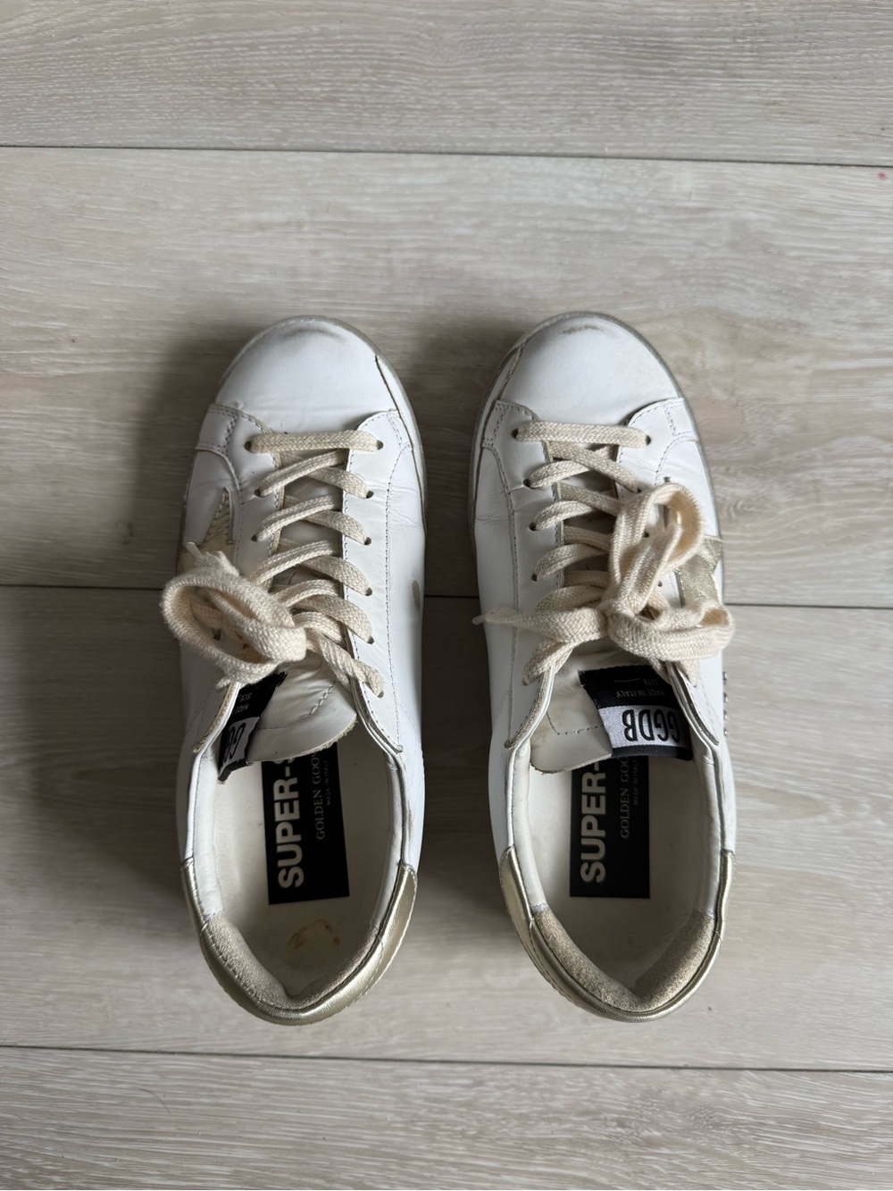 Golden Goose White Leather Sneakers with Gold Star Worn Once Size 36 - Picture 6 of 6